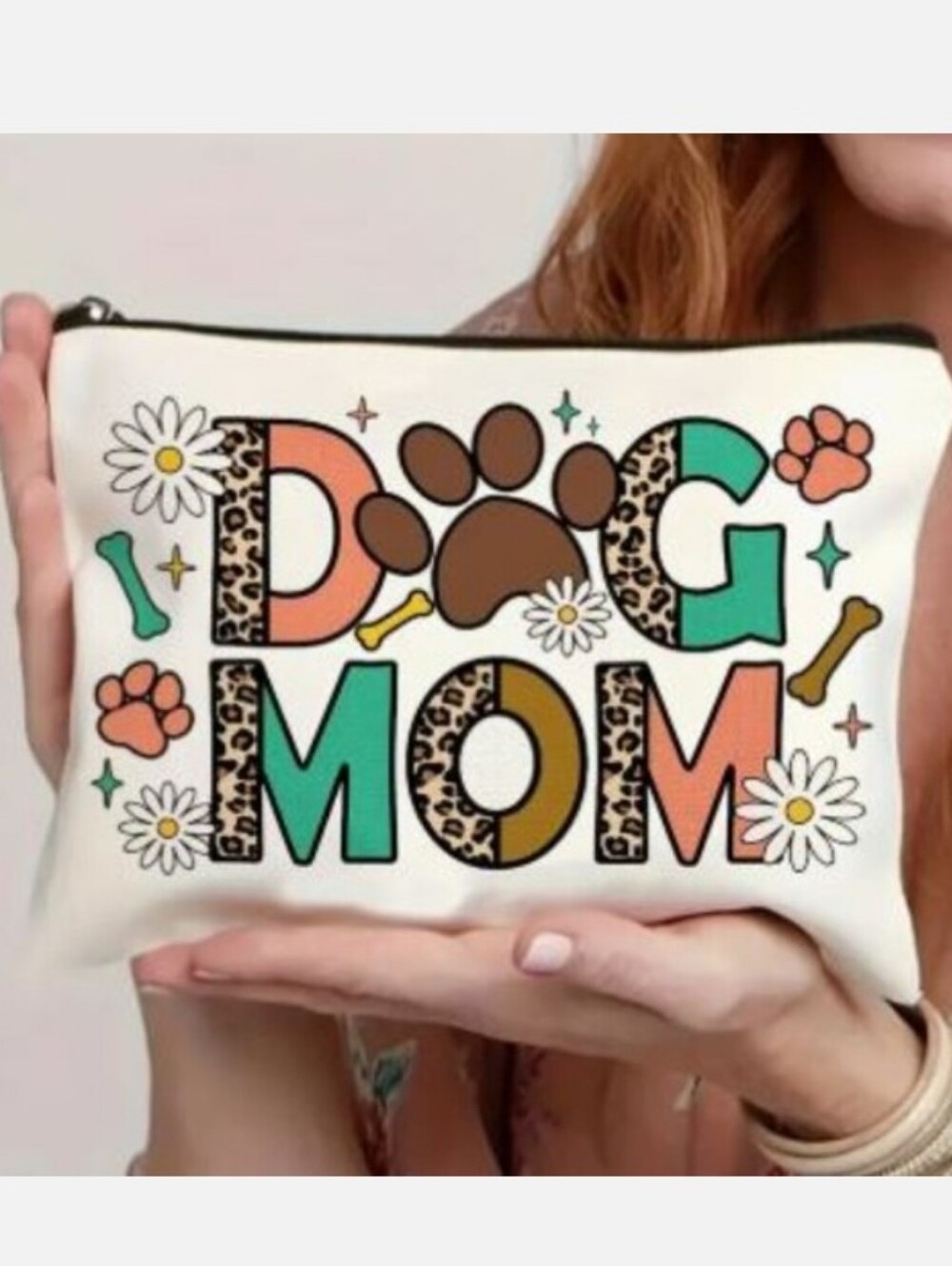 Dog Mom 🐾 Leopard Print Zip Pouch